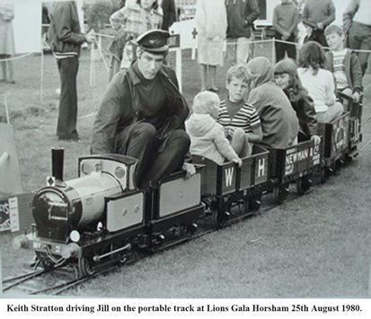 Keith Stratton driving Jill on the portable track at Lions Gala, Horsham, 25th August 1980.
